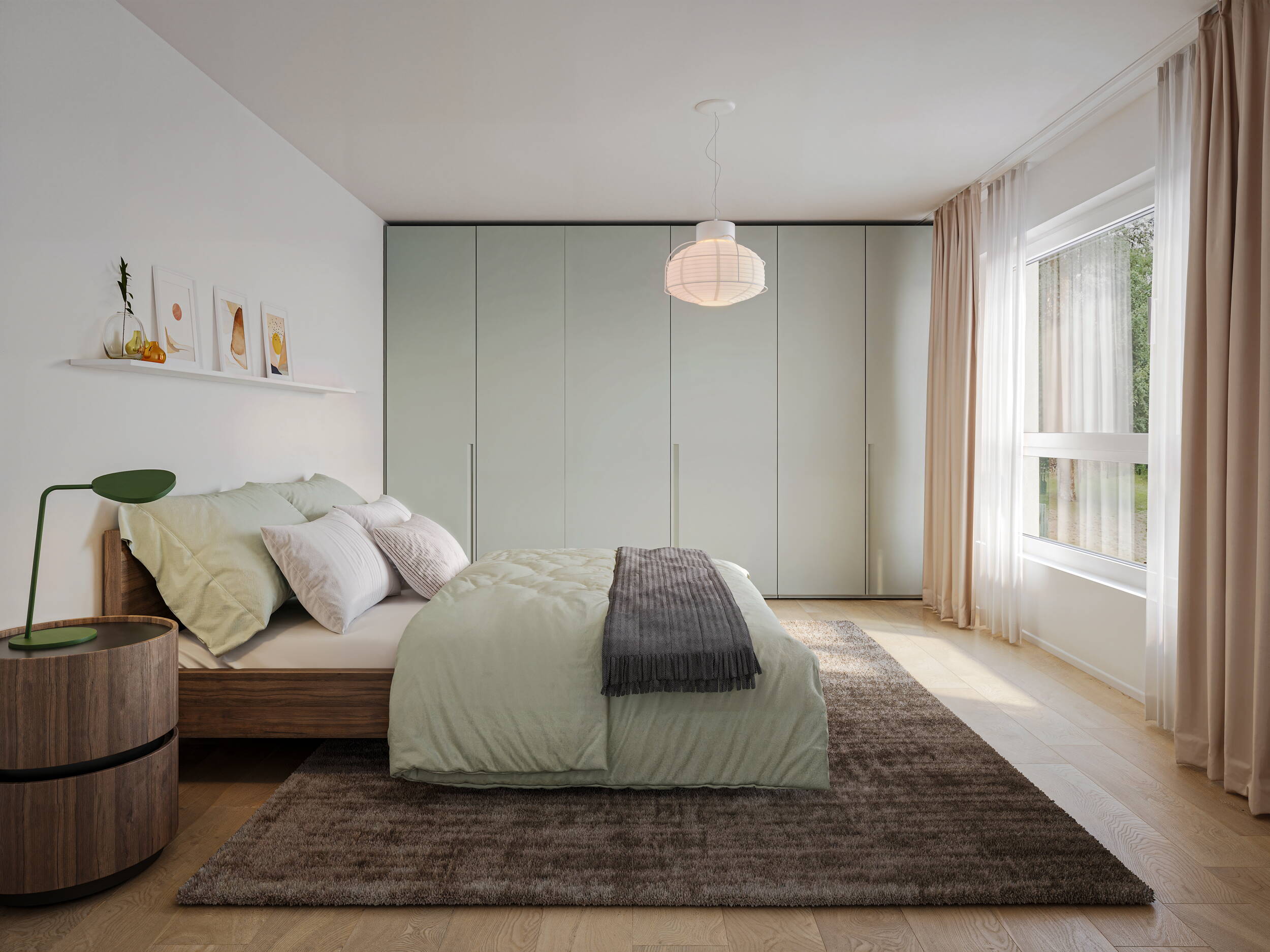 AmWald, Schlafzimmer 3.5 Zimmerwohnung, Brügg AmWald, Schlafzimmer 3.5 Zimmerwohnung, Brügg, UrbanCasa, Neubauprojekt