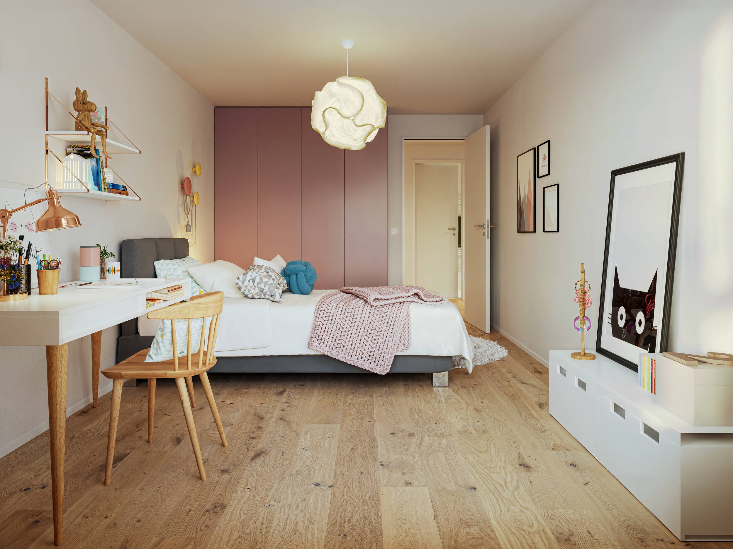 AmWald, Kinderzimmer 4.5 Zimmerwohnung, Brügg, UrbanCasa, Neubauprojekt