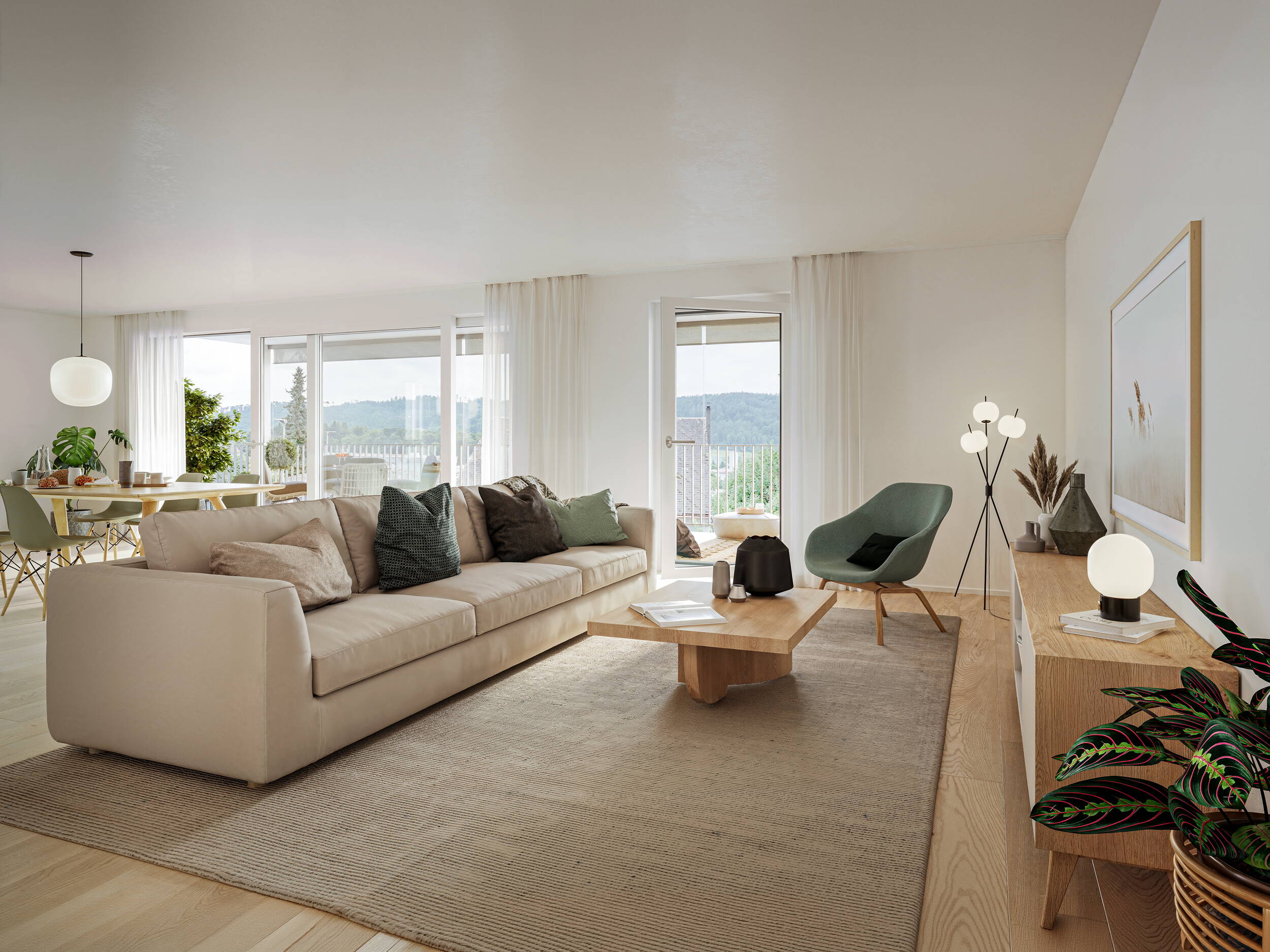 AmWald, Wohnzimmer 3.5 Zimmerwohnung, Brügg AmWald, Wohnzimmer 3.5 Zimmerwohnung, Brügg, UrbanCasa, Neubauprojekt