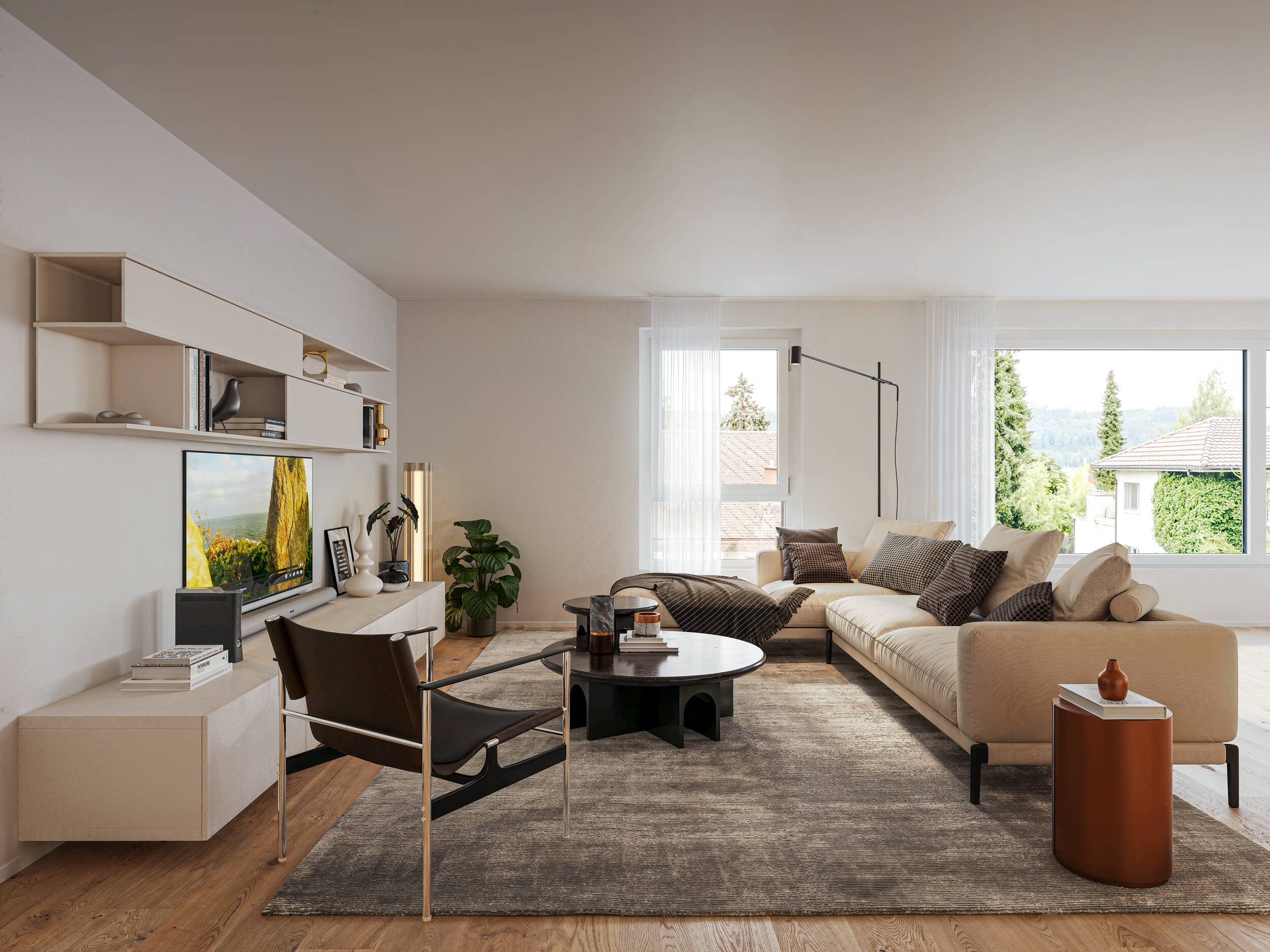 AmWald, Wohnzimmer 4.5 Zimmerwohnung, Brügg, UrbanCasa, Neubauprojekt